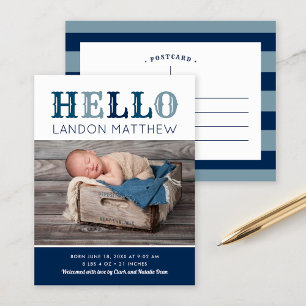 Bonjour Baby Boy Photo Faire-part de naissance Car