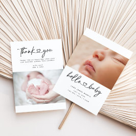 Bonjour Baby Coeur Script carte Faire-part plat