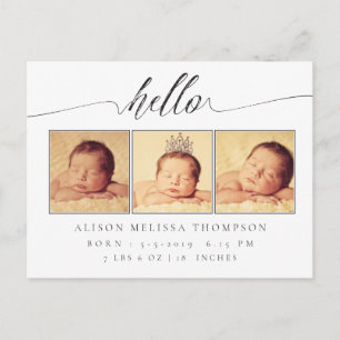 Bonjour Baby Faire-part de naissance 3 Photo carte
