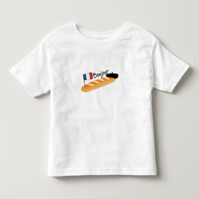 Bonjour Baguette - Funny French Food Kleinkind T-shirt (Vorderseite)