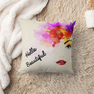 Bonjour Beau Coussin Visage Fille Floral
