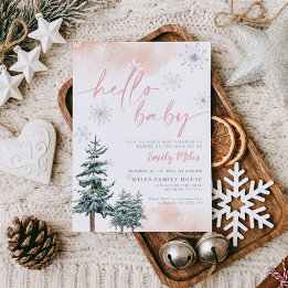 Bonjour bébé, baby shower d'hiver fille invitation
