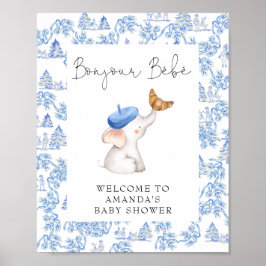 Bonjour Bebe Blue French Boy Welcome Baby Dusche P Poster