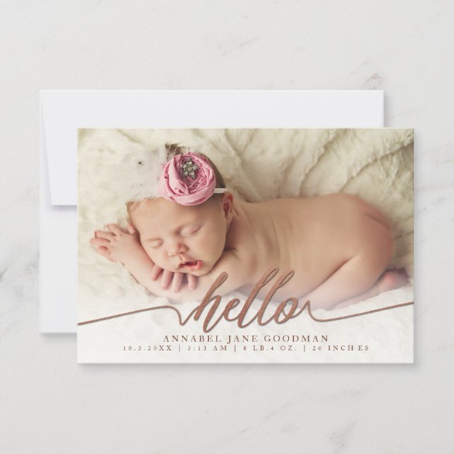 Bonjour Bébé Bronze Cartes photos Faire-part de na (Devant)