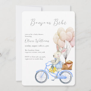 Bonjour Bébé Croissant Ballon Fahrrad Baby Shower Einladung