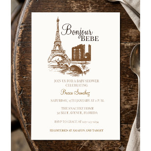 Bonjour Bebe Eiffelturm Paris Babyparty Einladung
