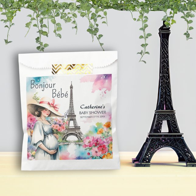 Bonjour Bebe Floral Eiffel Tower Paris Baby Dusche Geschenktütchen (Von Creator hochgeladen)