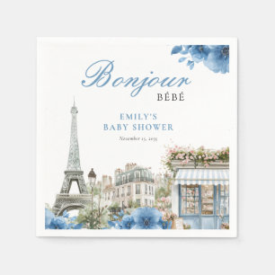 Bonjour Bebe Französisch Blau Baby Shower Serviette