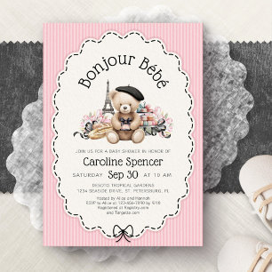 Bonjour Bebe Französische Paris Baby Shower Einlad Einladung