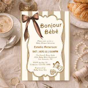 Bonjour Bebe Französisches Kaffehaus-Themen-Baby-P Einladung