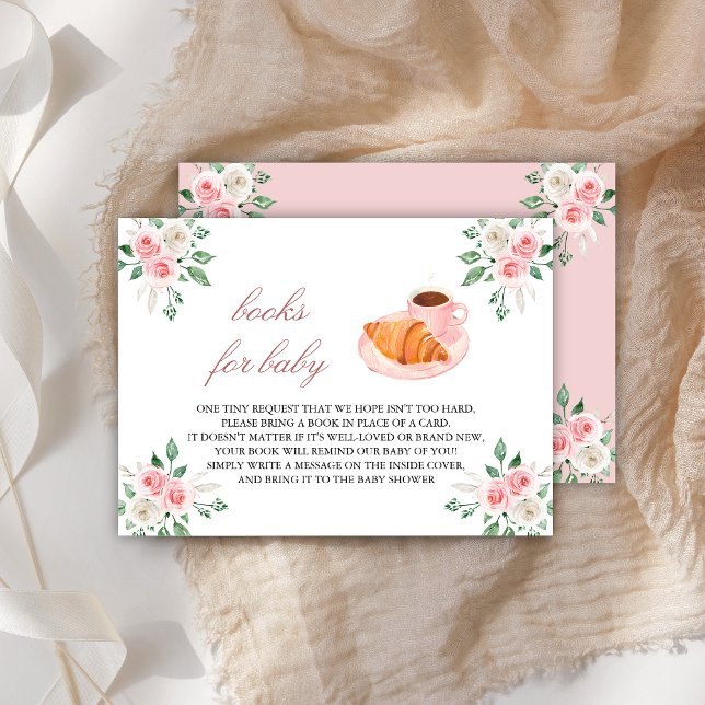 Bonjour Bebe French Café Pink Floral Buchanfrage Begleitkarte (Von Creator hochgeladen)