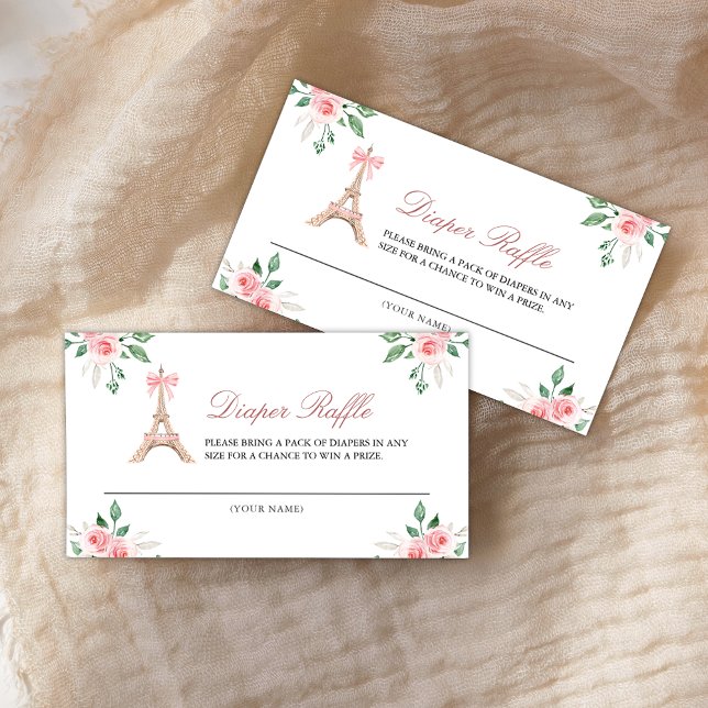 Bonjour Bebe French Café Pink Floral Diaper Raffle Begleitkarte (Von Creator hochgeladen)