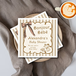 Bonjour Bebe French Coffee Shop Themed Baby Shower Serviette