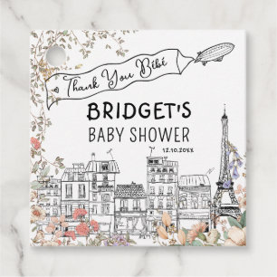 Bonjour Bebe French Gender Neutral Baby Shower Geschenkanhänger