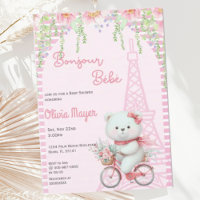 Bonjour Bebe French Paris Pink Bear Baby Dusche
