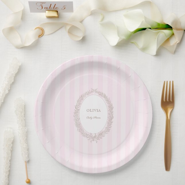 Bonjour Bebe French Patisserie Babydusche Pink Pappteller (Hochzeit)