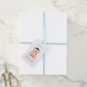 Bonjour Bebe French Watercolor Bear Babydusche Geschenkanhänger