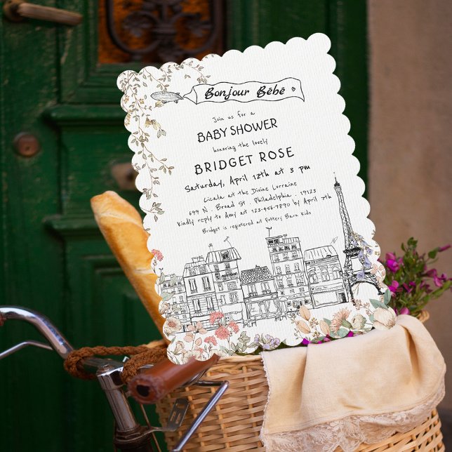 Bonjour Bebe Gender Neutral Baby Dusche Einladung (Von Creator hochgeladen)