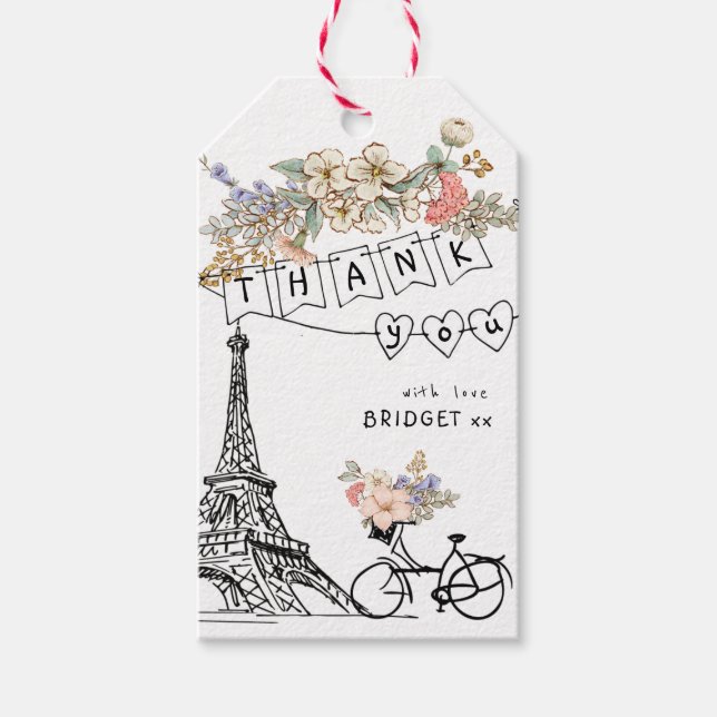 Bonjour Bebe Gender Neutral Baby Dusche Geschenkanhänger (Vorderseite)