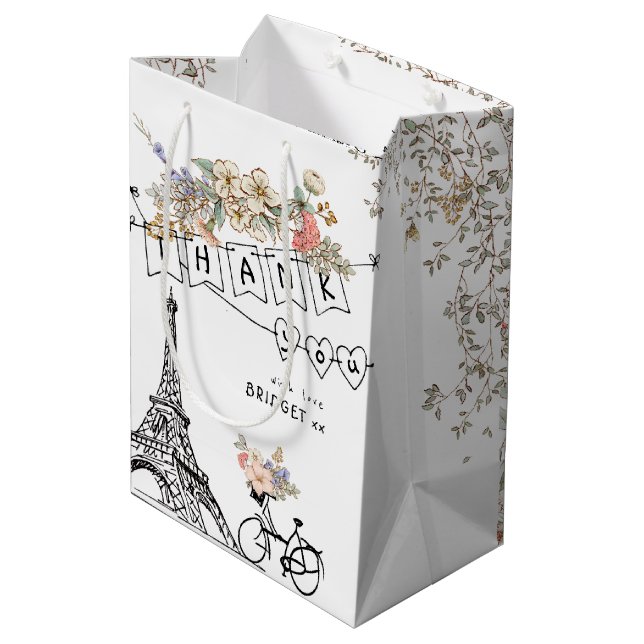 Bonjour Bebe Gender Neutral Baby Dusche Mittlere Geschenktüte (Rückseite Schrägansicht)