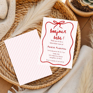 Bonjour bébé Invitation Baby Shower Parisien pour 