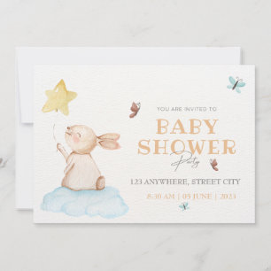 Bonjour Bébé   Invitation Lapin Aquarelle