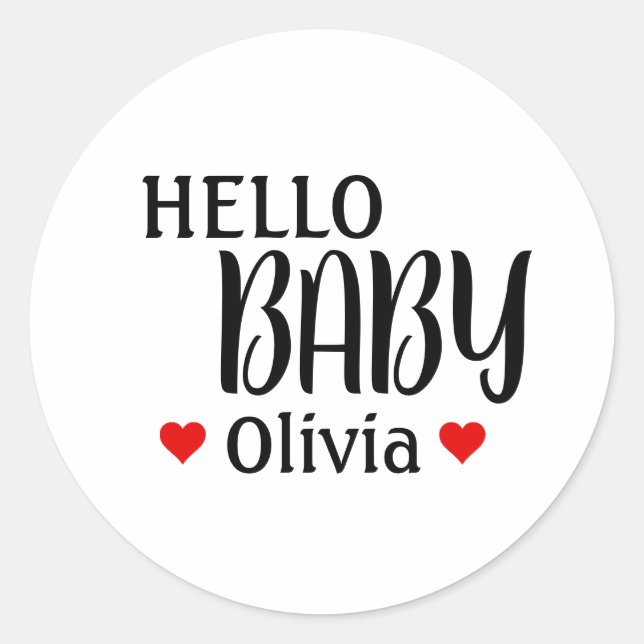 Bonjour bébé Olivia Red Hearts Stickers Baby showe (Devant)