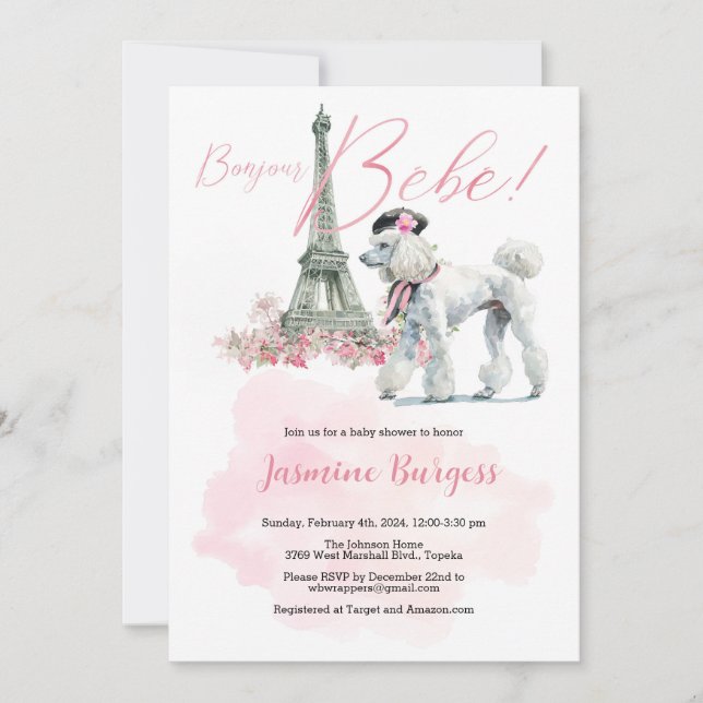 Bonjour Bebe Paris Baby shower Invitation (Devant)