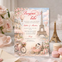 Bonjour Bébé Paris Baby Shower Invitation