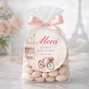 Bonjour Bébé Paris Baby Shower  Runder Aufkleber