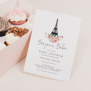 Bonjour Bebe Paris Französisch Pink Floral Baby Du Einladung