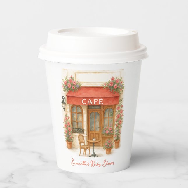Bonjour Bebe Paris French Café Baby Shower Pappbecher (Vorderseite)