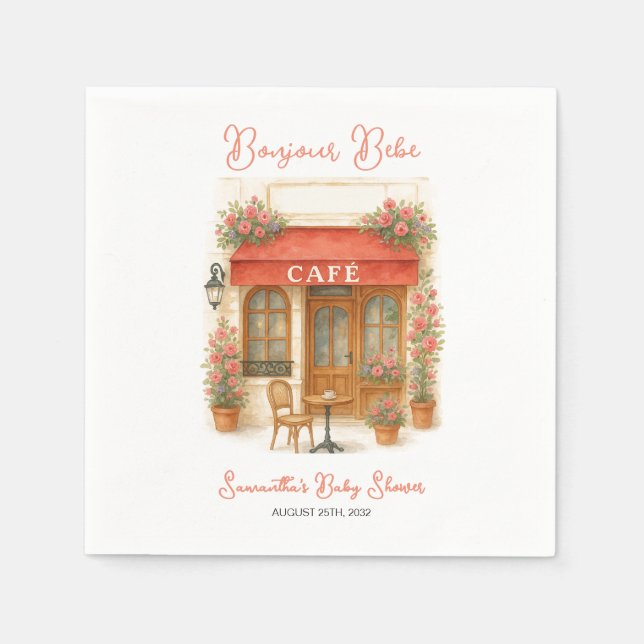 Bonjour Bebe Paris French Café Baby Shower Serviette (Vorderseite)