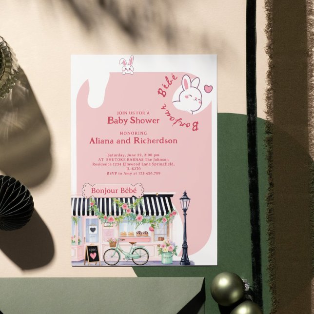 Bonjour Bébé Paris Pariser Babydusche Einladung (Von Creator hochgeladen)