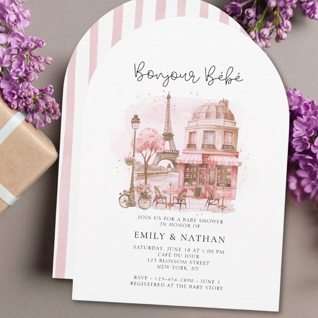 Bonjour Bebe Paris Patisserie Babydusche Einladung (Von Creator hochgeladen)