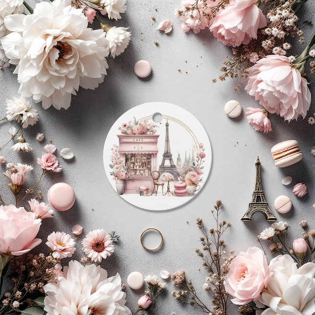 Bonjour Bébé Parisian Café Babydusche Geschenkanhänger (Bonjour Bébé Parisian Café Baby Shower Favor Tags)