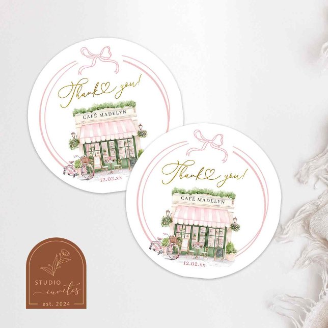 Bonjour bébé Pink Café parisien Merci Stickers (Créateur téléchargé)