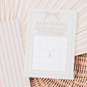 Bonjour Bébé Pink Paris Baby Bingo Game Card