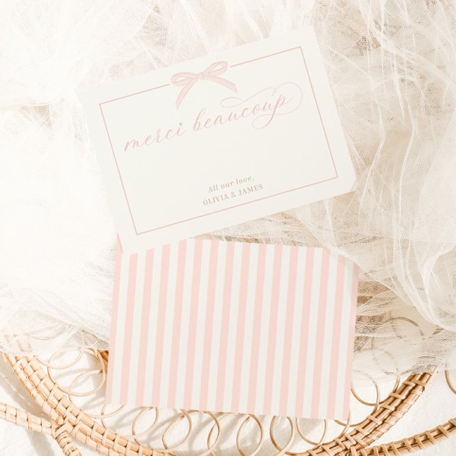Bonjour Bébé Pink Paris Eiffel Tower Baby Shower Dankeskarte (Von Creator hochgeladen)