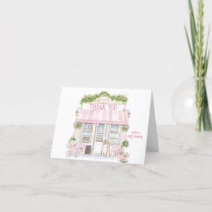 Bonjour Bebe Pink Pariser Café Baby Girl Dusche Dankeskarte