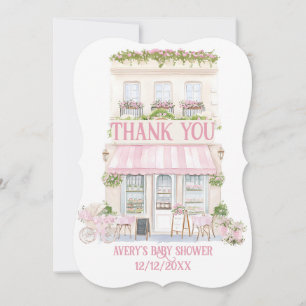 Bonjour Bebe Pink Pariser Café Baby Girl Dusche Dankeskarte