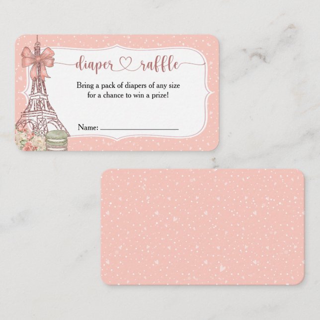 Bonjour Bebe Pink Parisian Diaper Raffekarte Begleitkarte (Vorne/Hinten)