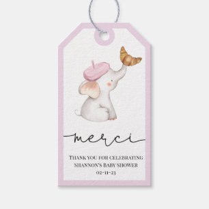 Bonjour Bebe Romantic French Girl Baby Shower Geschenkanhänger