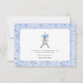 Bonjour Bebe Romantique Bleu Carte de remerciement
