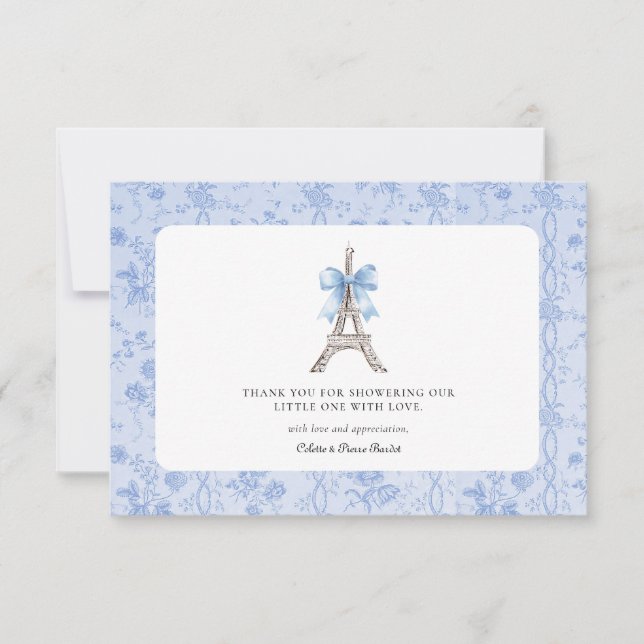 Bonjour Bebe Romantique Bleu Carte de remerciement (Devant)