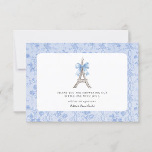 Bonjour Bebe Romantique Bleu Carte de remerciement