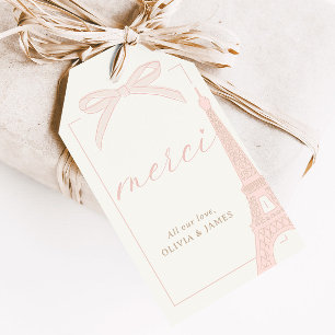 Bonjour Bébé Rosa Paris Eiffelturm Baby Shower Ges Geschenkanhänger