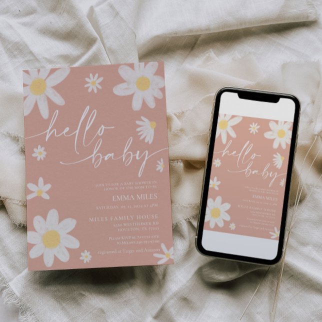 Bonjour bébé rose marmite Baby shower Invitation (Créateur téléchargé)