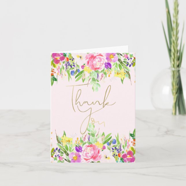 Bonjour belle aquarelle rose Floral merci (Devant)