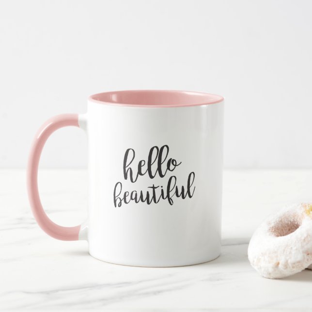 Bonjour belle citation de script Coffee Mug (Avec donut)